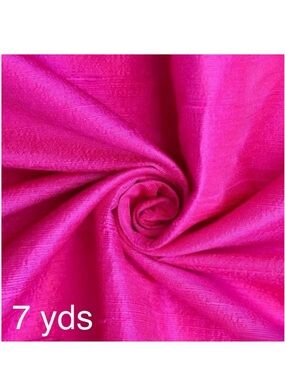 7 yards 100% silk Dupioni fabric 55” wide width Fuchsia pink color